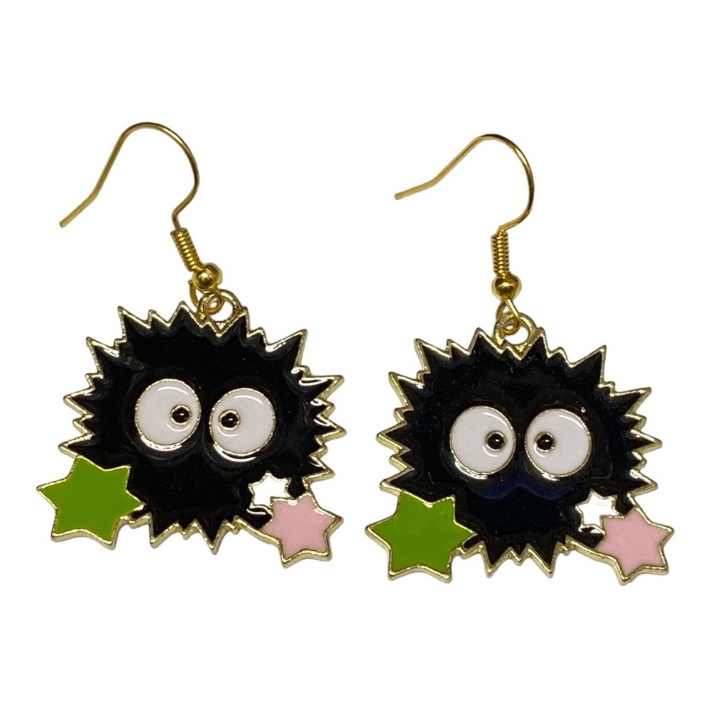 Soot Sprite Enamel Dangle Earrings Makkuro kurosuke Totoro Spirited